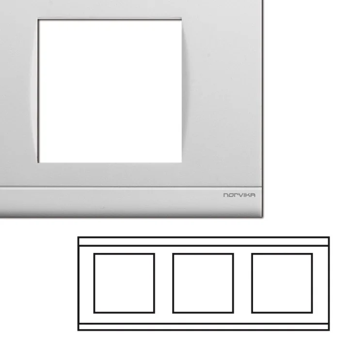 NORVIKA Plaque Triple Horizontale Entraxe 71mm Blanc