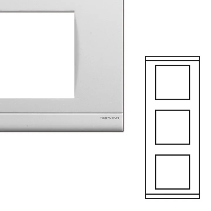 NORVIKA Plaque Triple Verticale Entraxe 71mm Blanc 