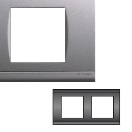 NORVIKA Plaque Double Horizontale Entraxe 71mm Gris alu 