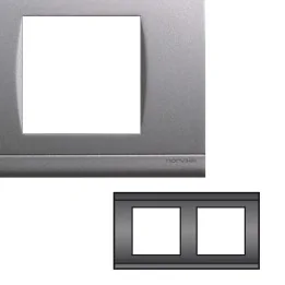 NORVIKA Plaque Double Horizontale Entraxe 71mm Gris alu 