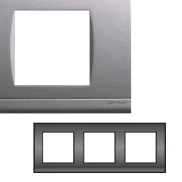 NORVIKA Plaque Triple Horizontale Entraxe 71mm Gris alu 