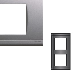 NORVIKA Plaque Double Verticale Entraxe 71mm Gris alu 
