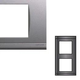 NORVIKA Plaque Double Verticale Entraxe 71mm Gris alu 