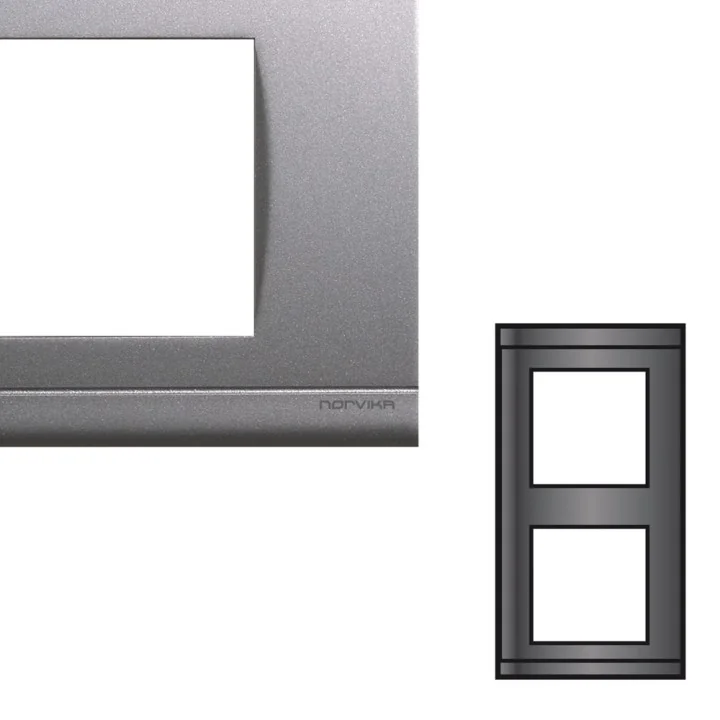 NORVIKA Plaque Double Verticale Entraxe 71mm Gris alu 