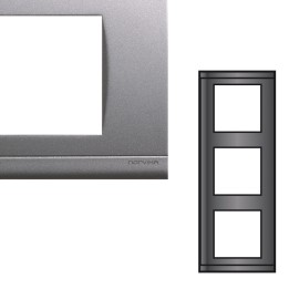 NORVIKA Plaque Triple Verticale Entraxe 71mm Gris alu 