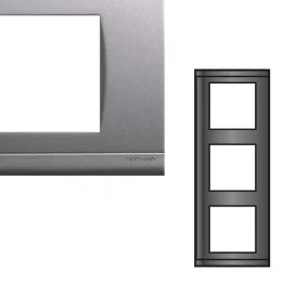 NORVIKA Plaque Triple Verticale Entraxe 71mm Gris alu 