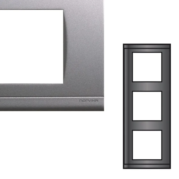 NORVIKA Plaque Triple Verticale Entraxe 71mm Gris alu 