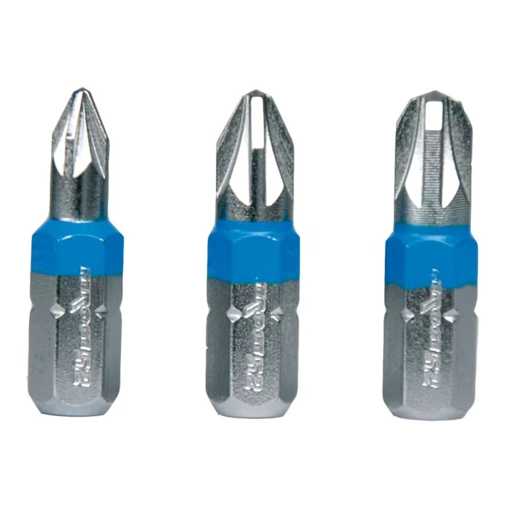 Jeu de 3 Embouts Pozidriv PZ1 PZ2 PZ3 x25mm FEROCE