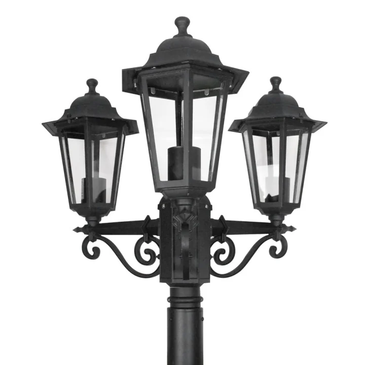 Lampadaire Extérieur 3 Têtes 3x60W E27 Fonte Noir LOAN