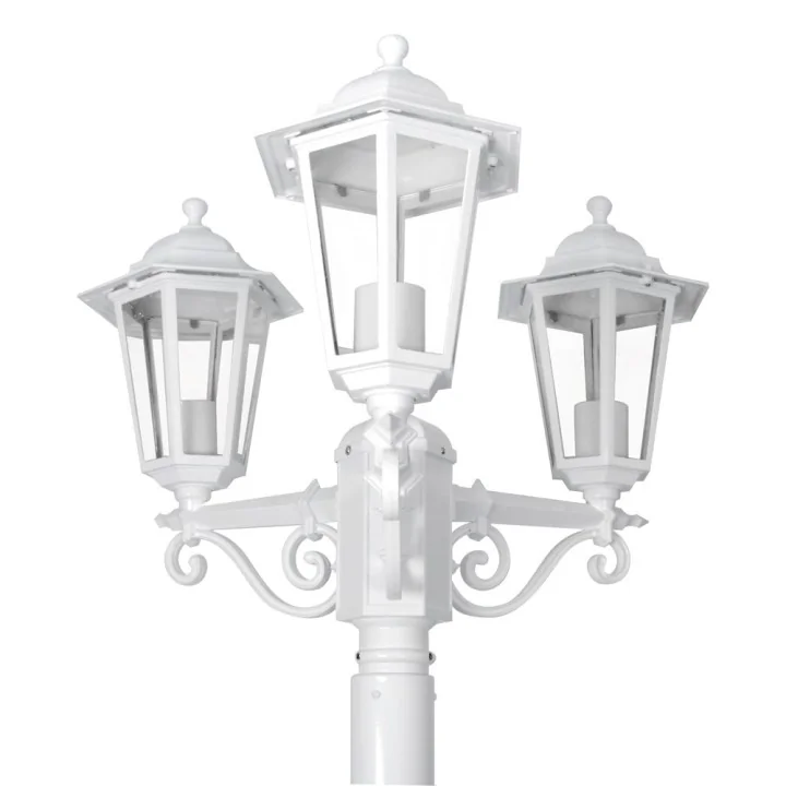 Lampadaire Extérieur 3 Têtes 3x60W E27 Fonte Blanc LOAN
