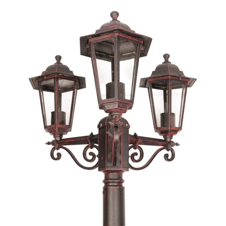 Lampadaire Extérieur 3 Têtes 3x60W E27 Fonte Rouille LOAN