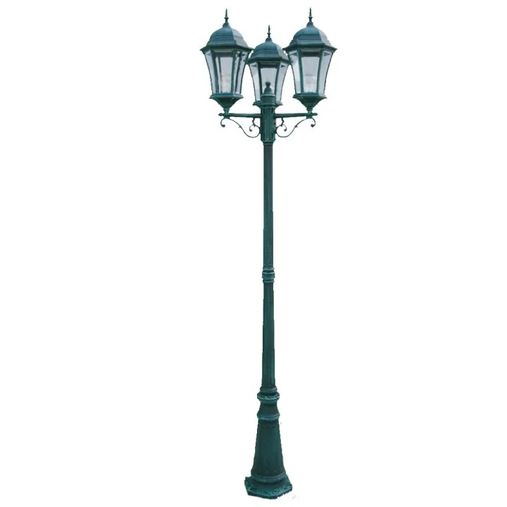 Lampadaire Extérieur 3 Têtes 3x100W Fonte Vert