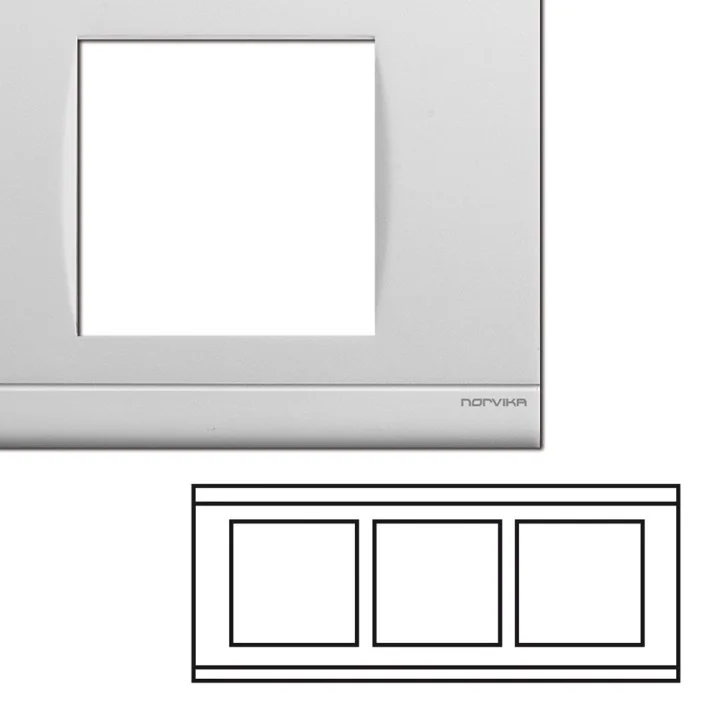 NORVIKA Plaque Triple Horizontale Entraxe 57mm Blanc 