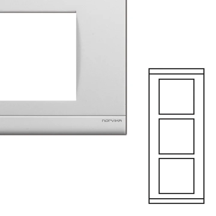 NORVIKA Plaque Triple Verticale Entraxe 57mm Blanc 