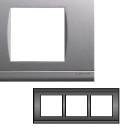 NORVIKA Plaque Triple Horizontale Entraxe 57mm Gris alu 