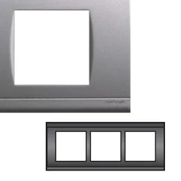 NORVIKA Plaque Triple Horizontale Entraxe 57mm Gris alu 