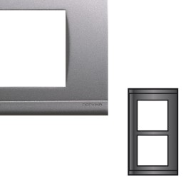 NORVIKA Plaque Double Verticale Entraxe 57mm Gris alu 