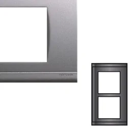 NORVIKA Plaque Double Verticale Entraxe 57mm Gris alu 