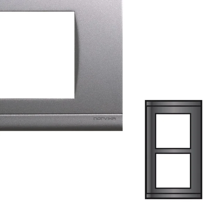 NORVIKA Plaque Double Verticale Entraxe 57mm Gris alu 