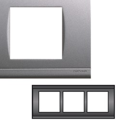 NORVIKA Plaque Triple Verticale Entraxe 57mm Gris alu 