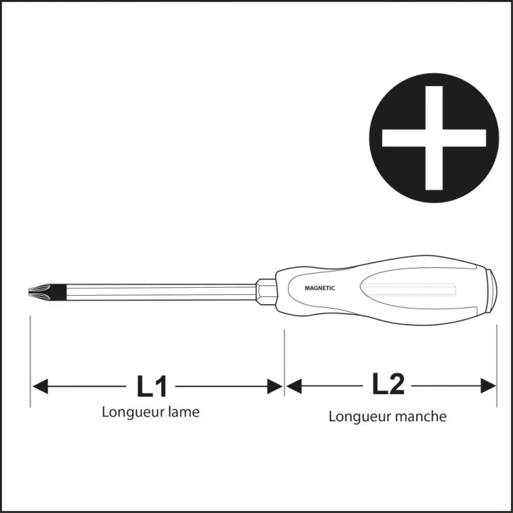 Tournevis Cruciforme Lame Traversante PH2x100mm KARX