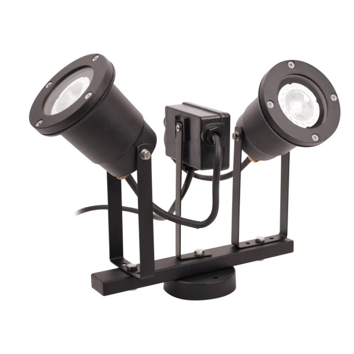 Double spot a piquer & fixer GU10 2*5W led noir