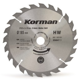 Lame carbure Ø185X20X2mm - 24 Dents