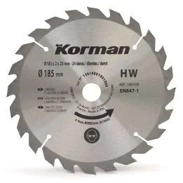Lame carbure Ø185X20X2mm - 24 Dents