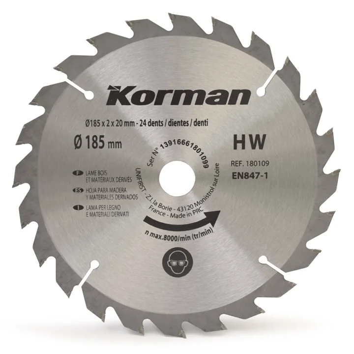 Lame carbure Ø185X20X2mm - 24 Dents