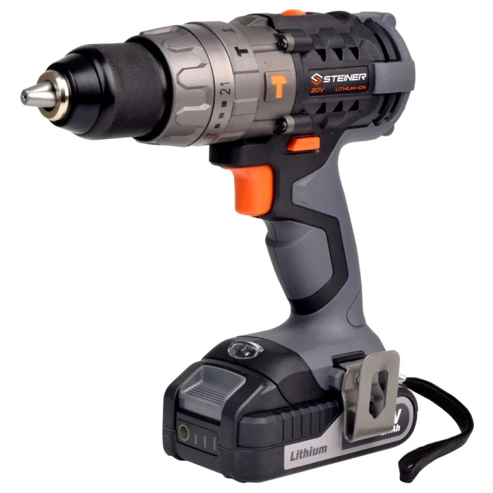 Perceuse visseuse percussion sans fil Steiner 20V - 60Nm + Visseuse à choc moteur 4 pôles + 2 batteries 2.0Ah