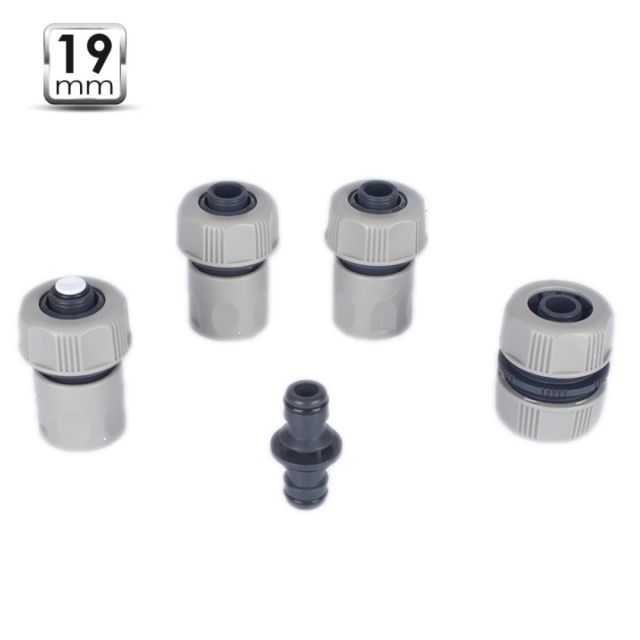 Kit 5 raccords rapides 19mm plastique