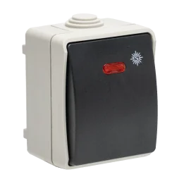 Interrupteur Poussoir Etanche Extérieur avec Voyant Lumineux en Saillie IP54 Gris NALTO