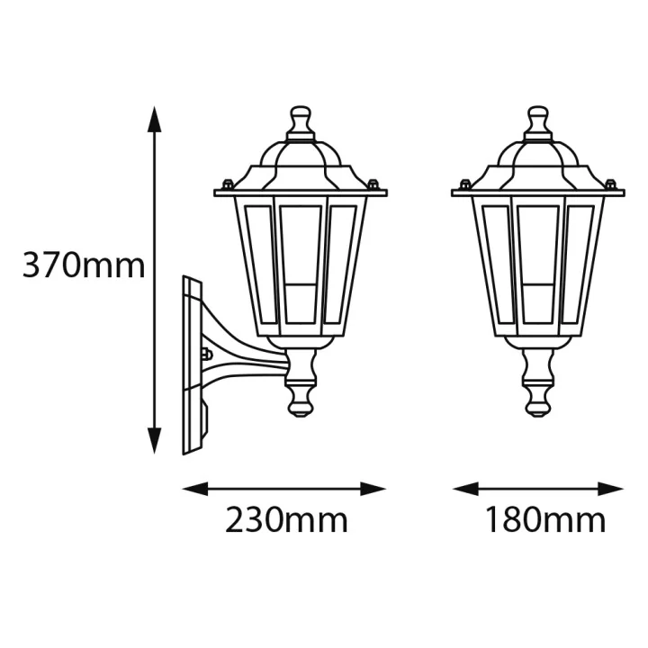 Applique Montante à détection Extérieur E27 max 60W noir - LOAN