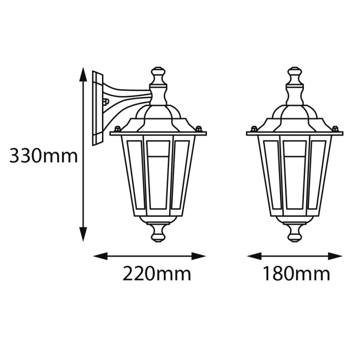 Applique Descendante Extérieur E27 max 60W noire E27 + ampoule offerte- ELINA