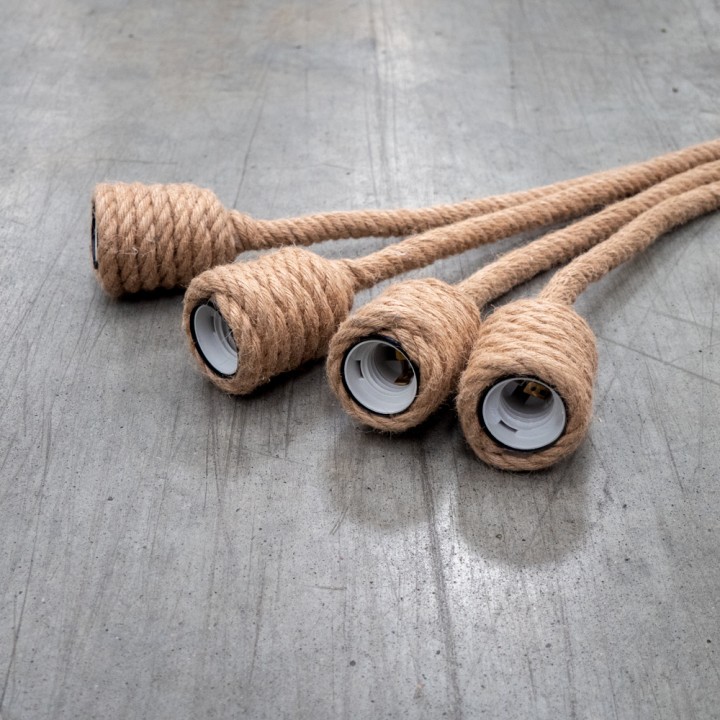 Suspension Corde en Lin 4 Lampes 60W E27 120cm CREALYS