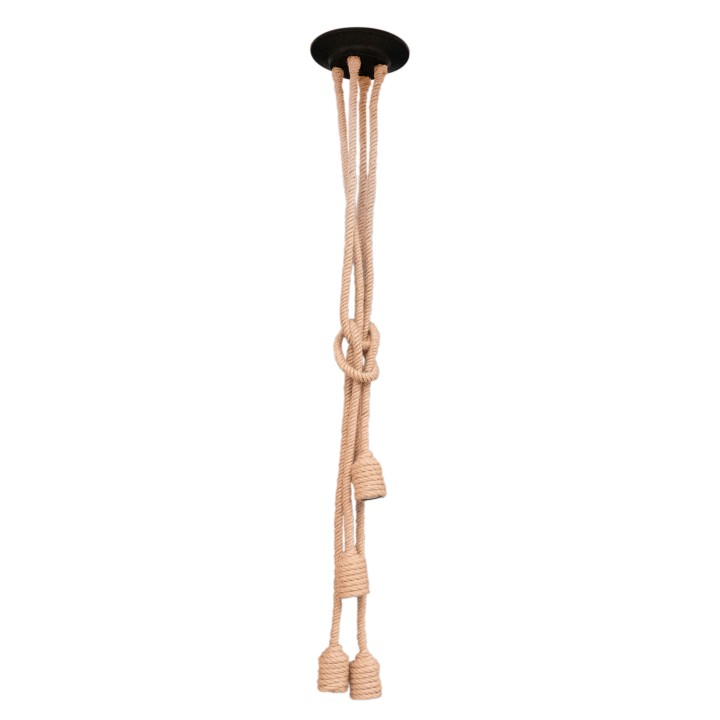 Suspension Corde en Lin 4 Lampes 60W E27 120cm CREALYS