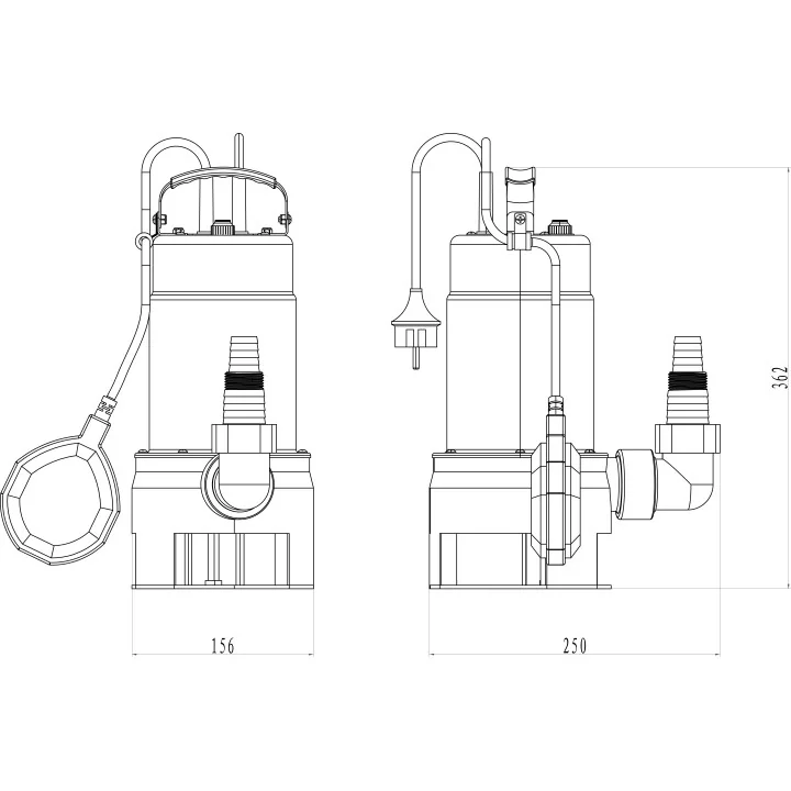 Pompe submersible, eaux chargées 750W