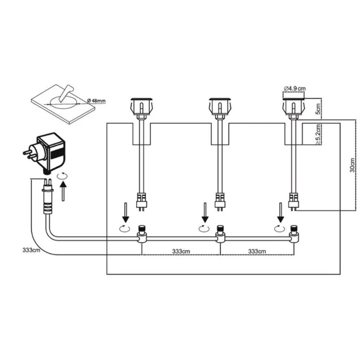 Set de 3 spots à encastrer LED extérieur IP67