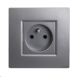 NOANE Prise Murale Encastrable 2P+T 16A Complète Gris Alu