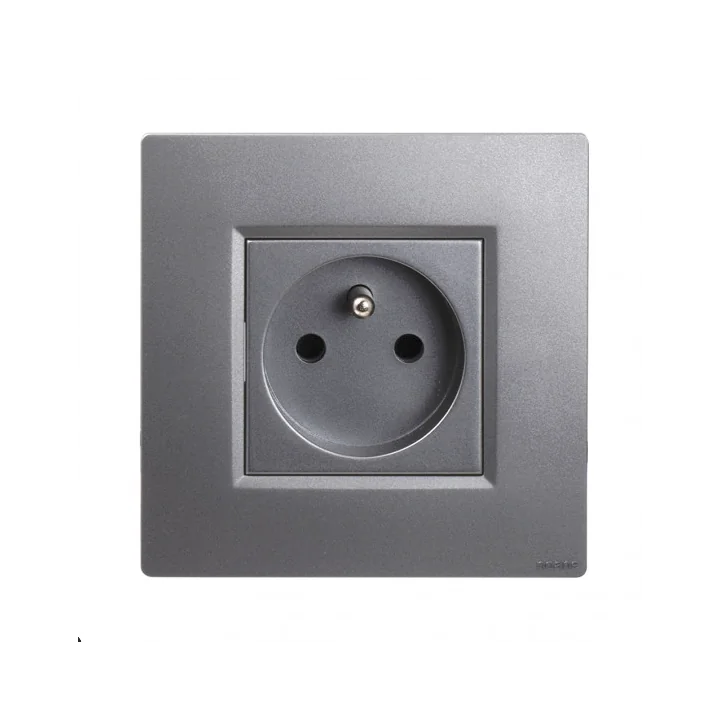 NOANE Prise Murale Encastrable 2P+T 16A Complète Gris Alu