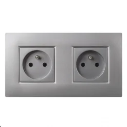 NOANE Double Prise Murale Encastrable 2P+T Complete Gris Alu