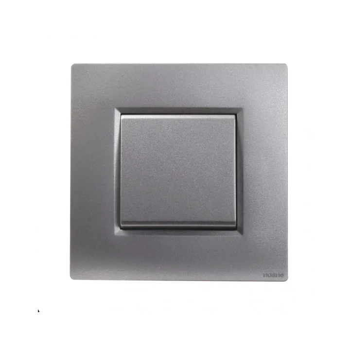 NOANE Interrupteur Poussoir 10A Complet Gris Alu