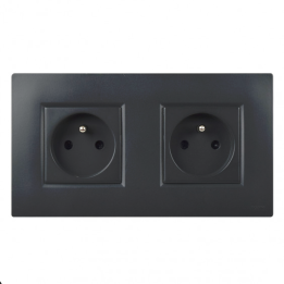 NOANE Double Prise Murale Encastrable 2P+T Complete Anthracite