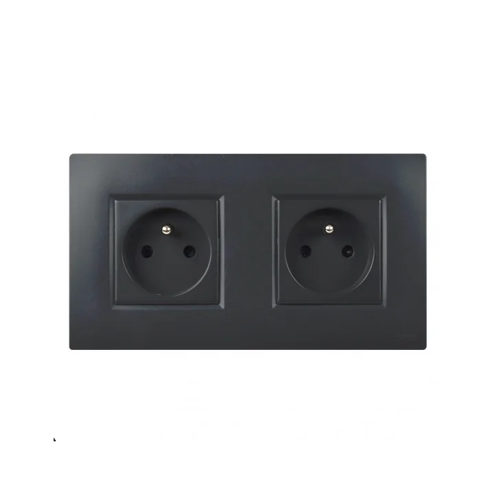 NOANE Double Prise Murale Encastrable 2P+T Complete Anthracite