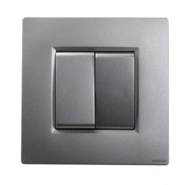 NOANE Interrupteur Va et Vient Double 10A Complet Gris Alu