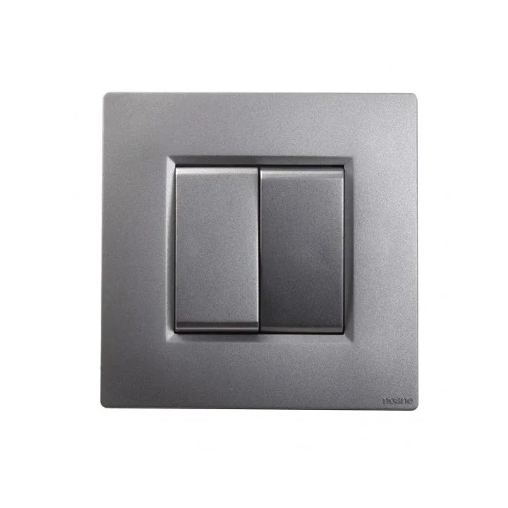 NOANE Interrupteur Va et Vient Double 10A Complet Gris Alu