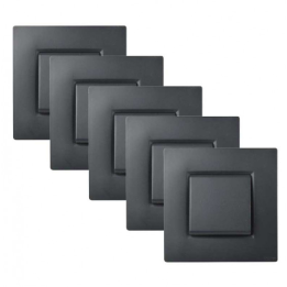 NOANE Lots de 5 Interrupteurs Va et Vient 10A Complet Anthracite