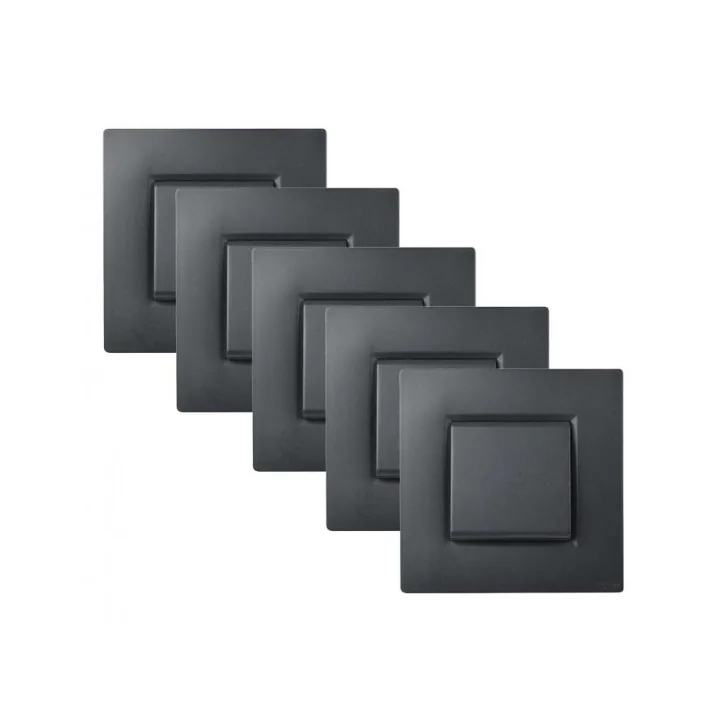 NOANE Lots de 5 Interrupteurs Va et Vient 10A Complet Anthracite