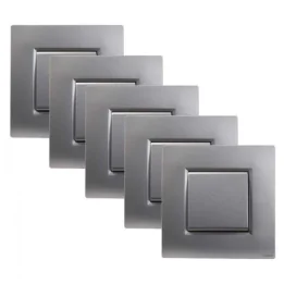 NOANE Lot de 5 Interrupteurs Va et Vient 10A Complet Gris Alu