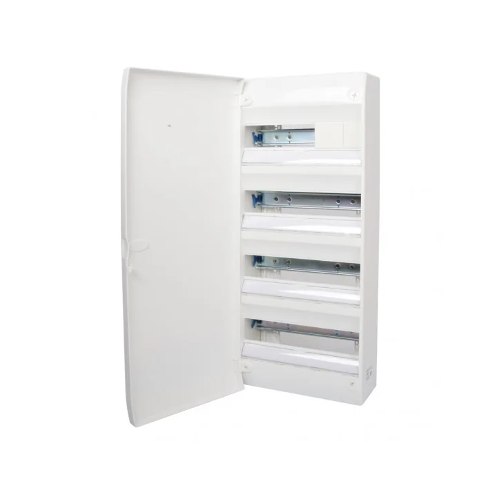 Tableau électrique vide 4 rangées 52 modules Rail Amovible NF NALTO + Porte